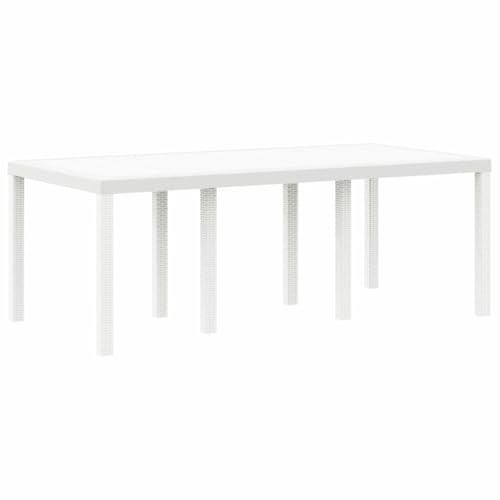 vidaXL Table de Jardin Blanc 200 x 100 x 73 cm polyrotin, Table de Jardin Moderne en Poly rotin Durable, rectangulaire, pour extérieur, mobilier de Salle à Manger...