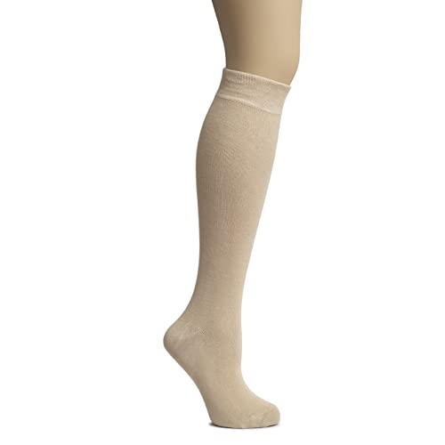 Image of Hugh Ugoli Women's Rayon Derived from Bamboo Knee High Socks Comfort Seam Long Dress Socks, Shoe Size 5-8 /8-11, 4 Pairs