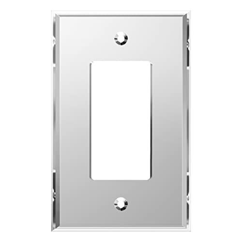 LIDER Decorator Wall Plate Mirrored Light Switch Plate Plexiglass Outlet Cover or Light Switch Cover Minimalist Design Oversized 1-Gang 5.25 x 3.44 Acrylic Mirror Glass Silver 1-Pack
