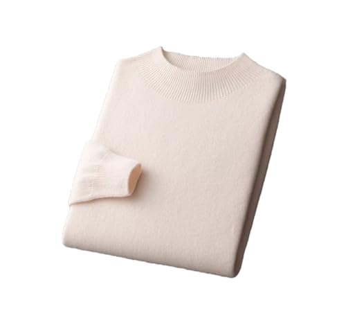 Men's Seamless Wool Knit Pullover - Spring Half High Neck Basic Casual Business Sweater