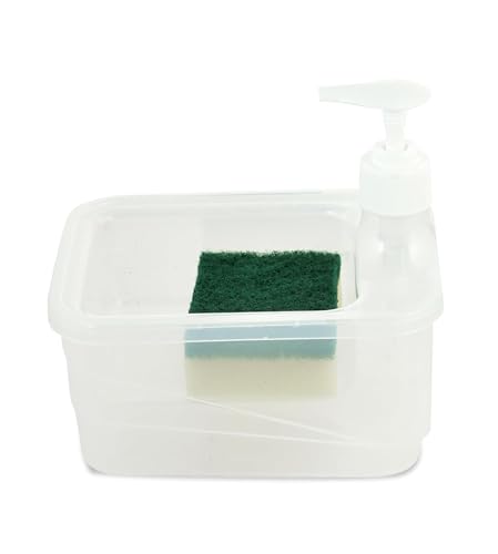 Image of Liquid Soap Dispenser 2 in 1 Liquid Pump for Kitchen Countertop Dish Washing with Sponge Gadgets Dishwashing Container Multipurpose Compact Pump Bottle Multicolor (Rectangular)