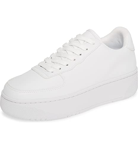 Jeffrey Campbell Court Fashion Sneakers White Lace Up Platfrom Tennis Shoes (White White, 10)