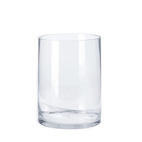 CYS EXCEL Cylinder Clear Glass Vase (H:8' D:6') | Multiple Size Choices Glass Flower Vase Centerpieces | Hurricane Floating Candle Holder Vase