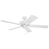Honeywell Ceiling Fans Belmar 52 Inch Ceiling Fan Without Light, Outdoor Ceiling Fan with Pull Chain, Tri-Mount Traditional 5 Blade Design, ETL Wet Rated, White (50198-01)