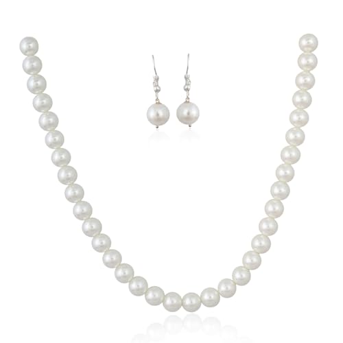Ratnavali Jewels Imitation Pearl 10MM Bead Size Strand Necklace P...