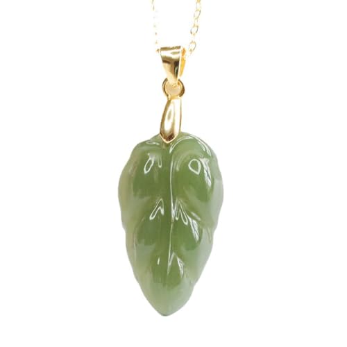 Collier en jade véritable et argent S925 plaqué or pour femme au design raffiné