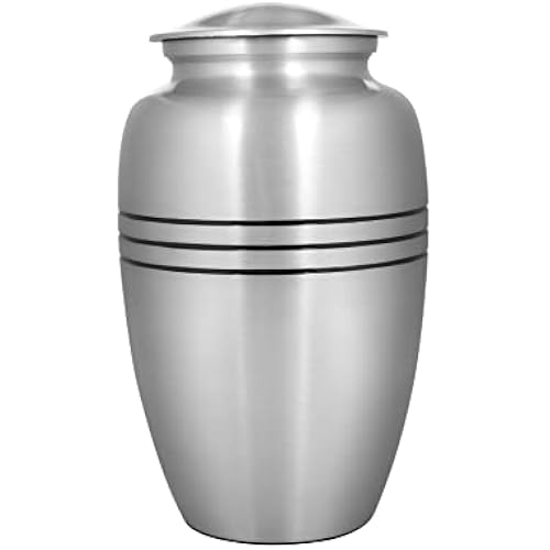 Urns for Human Ashes Adults, Burial Urns, Decorative Urns, Funeral Urns, Cremation Urns for Women and Men - Threads - 10 Inch Silver