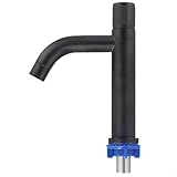 Pumixiy Grifo mezclador de lavabo de acero inoxidable con boquilla de rotación de 360 grados, resistente a la corrosión, montado en la cubierta, grifo de baño en negro o plateado (negro)