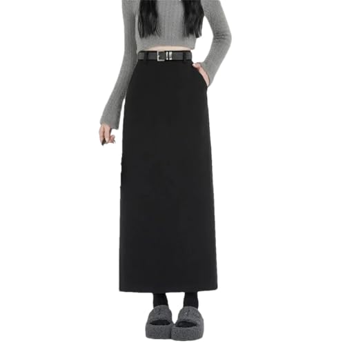 Women Winter Elegant Long-Slimming Bodycon Woolen for Thickened Mid-Length Skirt