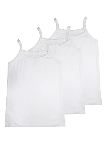 Image of KiddoPanti Girls Solid Tank Top Pack of 3 White Color Slips | Inners for Girl|Spaghetti top