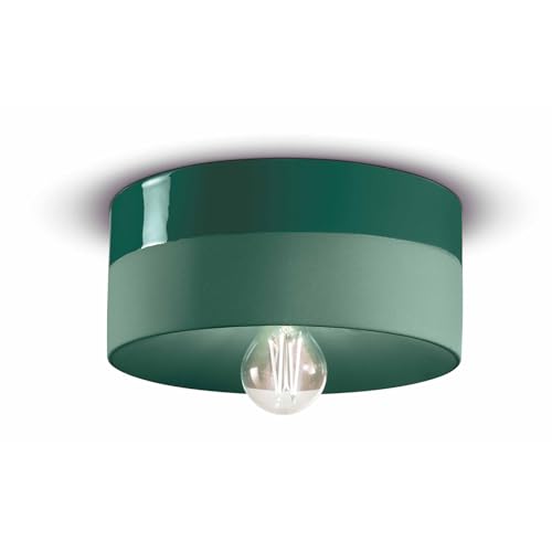 Plafonnier D25 design vintage Decò Pi C1793 luminaire vert bouteille