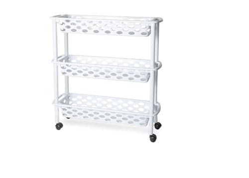 DRW Carro Estrecho 3 cestas Cocina y baño PVC Blanco 18.5x61x58 cm