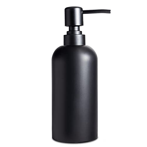 Jo Lavie Soap Dispenser - Refillable Resin Pump Bottle for Shampoo, Body Wash, Shower Gel, Lotion, Dishsoap - Modern Decorative Accessories for Kitchen, Bathroom, Countertop - 12.5 oz (Black)