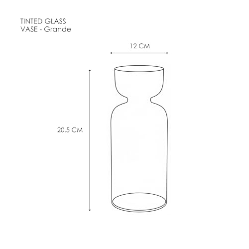 Image of Grande Handblown Glass Vase for Flowers & Home Decor | Slate Grey Decorative Table Vase for Living Room, Dining Table & Gifting