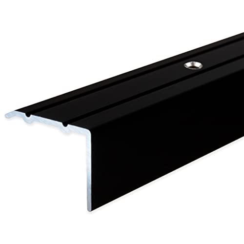PROVISTON | Winkelprofil | Aluminium eloxiert | Schwarz | Breite 24.5 mm | Höhe 18 mm | Länge 1000 mm | Gebohrt | Treppenkantenprofil | Treppenwinkel | Treppenkante | Kombiwinkel | 1 Stück