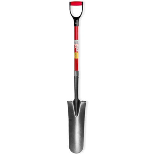 WALTER Professional Drainagespaten - Robuster Glasfaserstiel Antirutschgriff langlebiger Kohlenstoffstahl leichtes einstechen mit extra scharfen Kanten