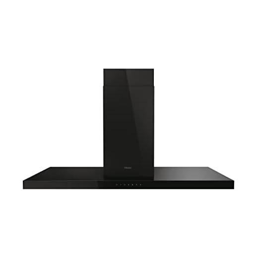 Haier I-Feel HATSI120CBS6BVOC- Campana Extractora de Isla 120cm, WIFI, Potencia 720 m3/h, Motor 250W, 4 Velocidades, 68 db, Filtros carbón, 3 Filtros Antigrasa, Luz LED, Cristal Negro