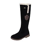Women's Snow Boots Winter Warm Knee High Booties with Sole for Outdoor Walking and Hiking (Black, 7)