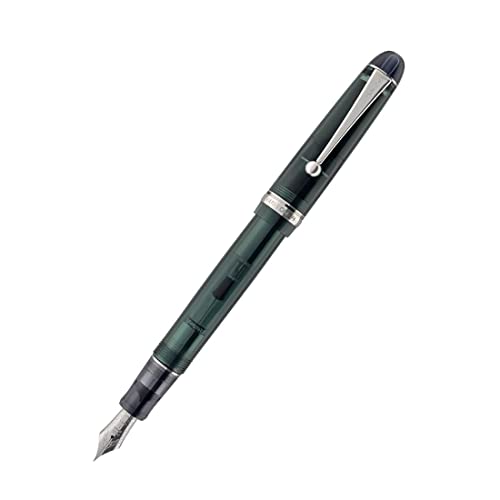 Image of Pilot Custom 74 Tinted Green Resin with Chrome Trim Fountain Pen - 14KT Gold Medium Nib