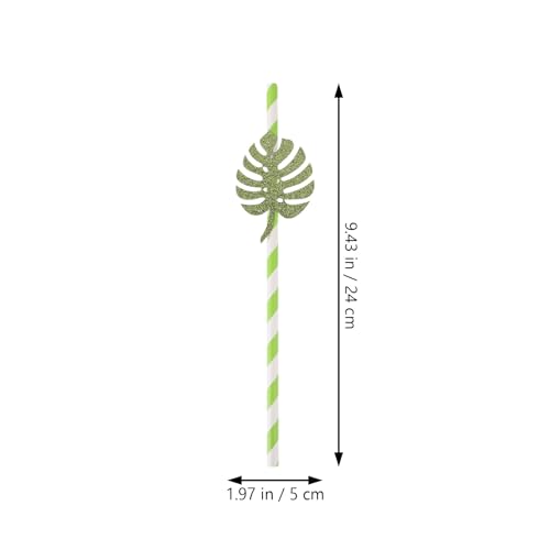 Pitillos de papel con diseño Monstera verde claro brillo 10 pzas miniatura 2