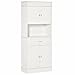 HOMCOM Armoire de Cuisine contemporaine Multi-Rangement 4 Portes tiroir Coulissant et Grand Plateau dim. 74L x 39l x 183H cm Panneaux Particules MDF Blanc