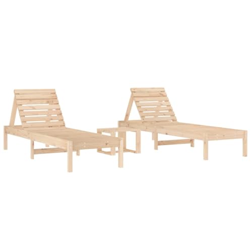 Genérico Tumbonas con Mesa 2 uds Madera Maciza de Pino,Mobiliario,Muebles de jardín,Asientos de Exterior,Tumbonas,Marrón,34.7 kg,3157679