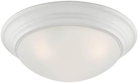 DESIGNERS FOUNTAIN 3-Lights Flush Mount Ceiling Lights, 16.75 Inch Tap Etched Glass Lighting Fixture for Kitchen, Bedroom, Bathroom, and Hallway, Matte White, 1360L-MW