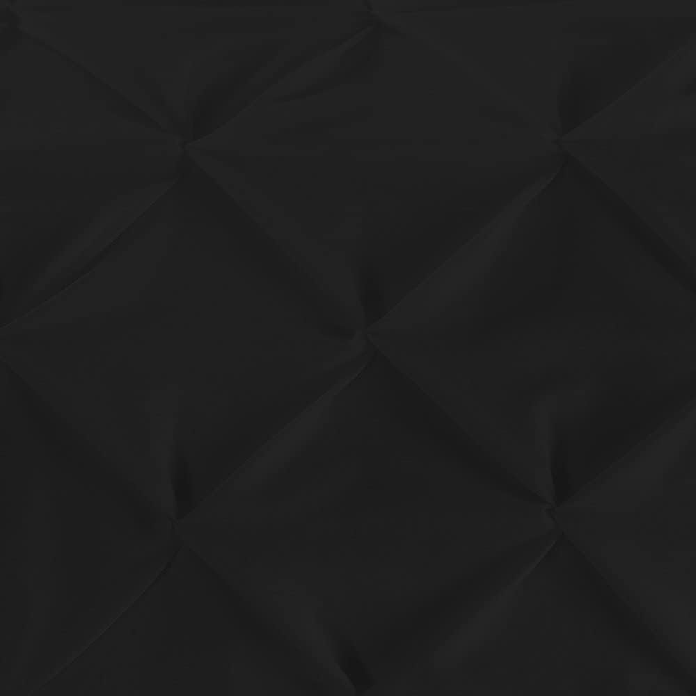 BedDecor Luxury 400 Thread Count Egyptian Cotton Soft Luxurious 300 GSM 1Piece All Weather Pinch Pleated Comforter & 2 Piece Pillow Cover Set Solid (Black,Full/Queen)