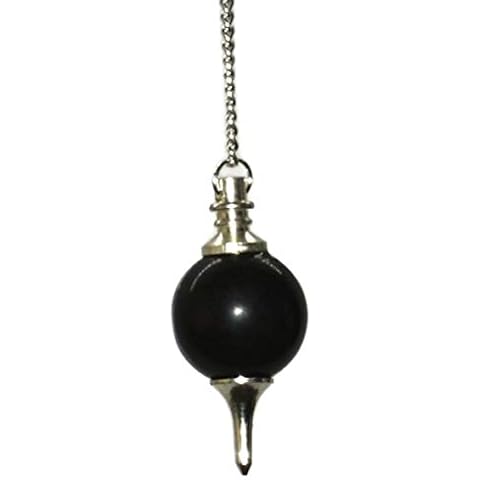 Healing Crystals India Reiki Gift Set, Chakra Dowsing Pendulum Pendant for Divination Chakra Pendulums Crystal Necklace for Women with Metal Hanging Chains and Carry Pouch (Black Tourmaline Sphere) Cover