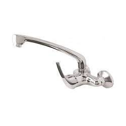 Monomando Fregadero Vertical DP Grifería GPF001 Grifo Monomando de Pared caño Fundido Hiedra, Plateado