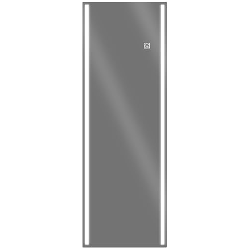 HOMCOM Specchio da Parete Rettangolare con Luci LED Regolabili, Interruttore Touch e Antideflagrante 40x120cm, Specchio per Soggiorno, Camera, Ingresso