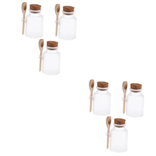 FOMIYES 6 Piezas botella sal baño botellas vidrio transparente recipiente con tapa facial mascara facial subenvasado almacenamiento escarchado