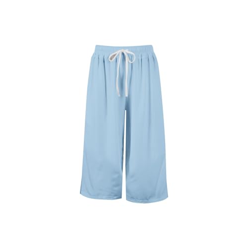 Girls Baggy Plain Pants Lightweight Elastic Waist Wide Leg Joggers Loose Preppy Pants Kids Athletic Solid Trouser2