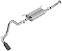 Borla 140680BC S-Type Cat-Back Exhaust System 2.5 in. Incl. Front Pipe Assy/Muffler Assy/Tailpipe Assy/Black 4 in. Single Round Rolled Angle-Cut Tip Truck Side Exit S-Type Cat-Back Exhaust System