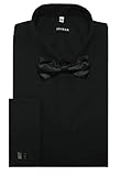 Huber Umschlag Manschettenhemd schwarz mit Fliege schwarz u. Mansch.knopf 5XL