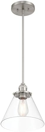 Minka-Lavery Barwell 10" 1-Light Mini Pendant - Brushed Nickel with Clear Glass (Bulb Not Included)