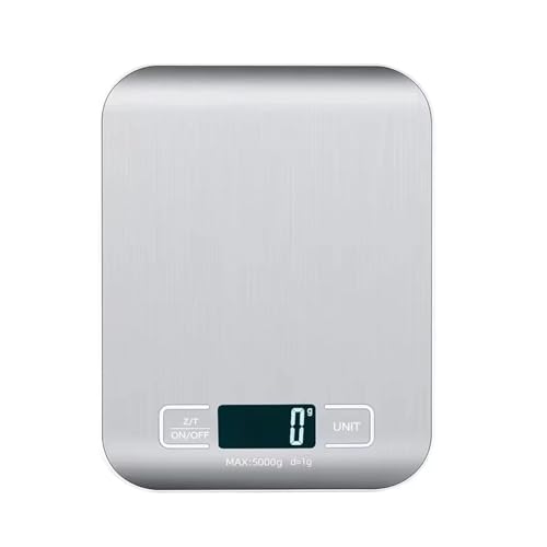 デジタルキッチンスケール LEDディスプレイ 5kg/1g ステンレススチールパネル 電子スケール 家庭用ジュエリー 食品 スナック 計量 ベーキングツール