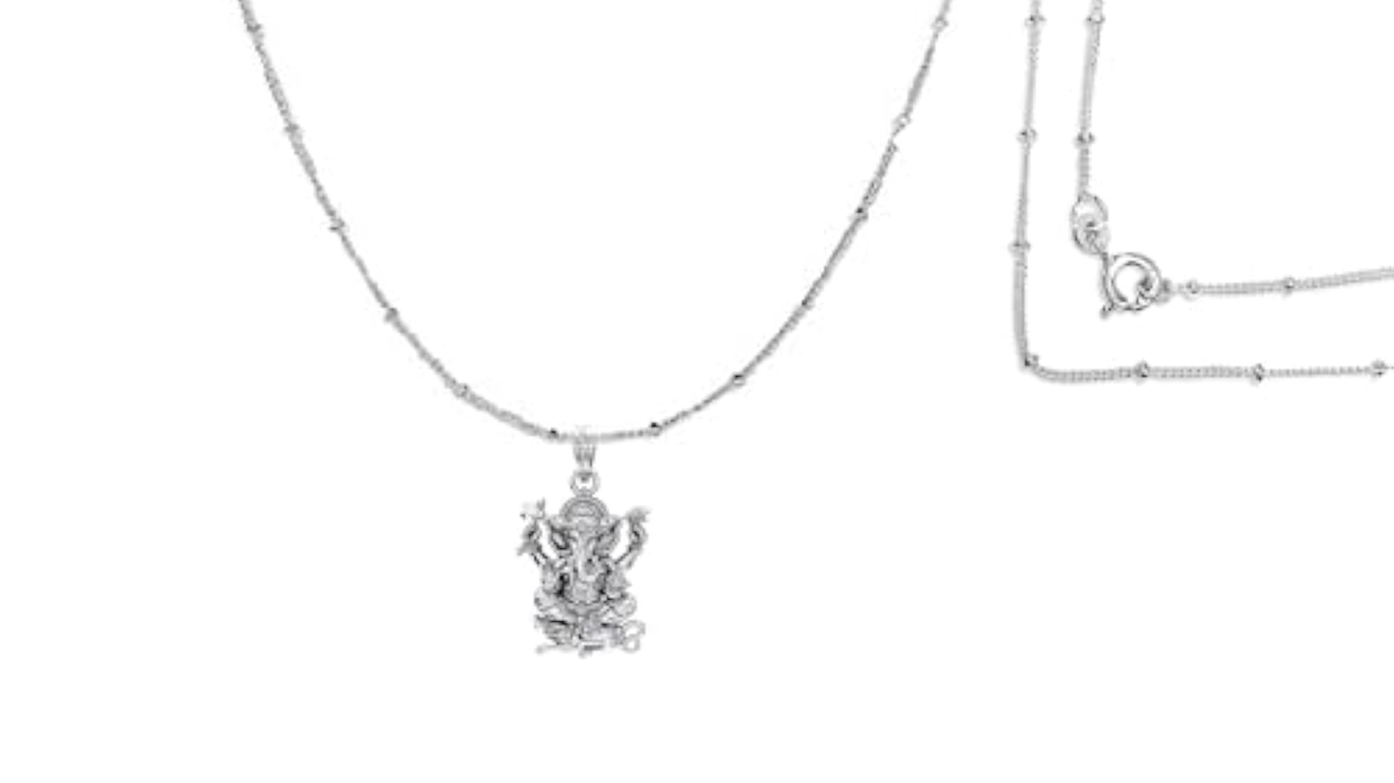 Sterling Silver Ganesha Chain Locket Necklace, Good Fortune