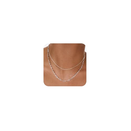 Chain Necklace for Women - Dainty Necklaces Trendy 14K Gold Plated Hypoallergenic Thin Box Herringbone Bead Chain Choker Necklace for Women Non Tarnish Simple Gold Jewelry Gift