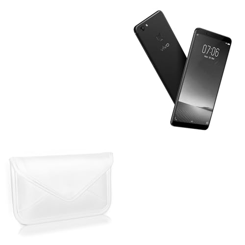 BoxWave Case Compatible with vivo V7+ - Elite Leather Messenger Pouch, Synthetic Leather Cover Case Envelope Design - Ivory White