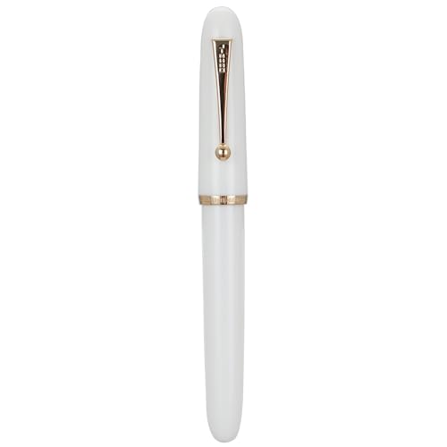 Jinhao 9016 Fountain Pen Fine Point, Dadao Series White Acrylic Heartbeat Nib with Large Converter for Writing, Signature and Calligraphy