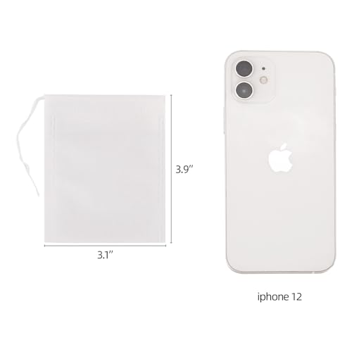 200 Pcs Disposable Tea Bags for Loose Leaf Tea, 3.2 x 4 Inch Drawstring Seal Empty Tea Bags Non-woven Tea Filter Bags