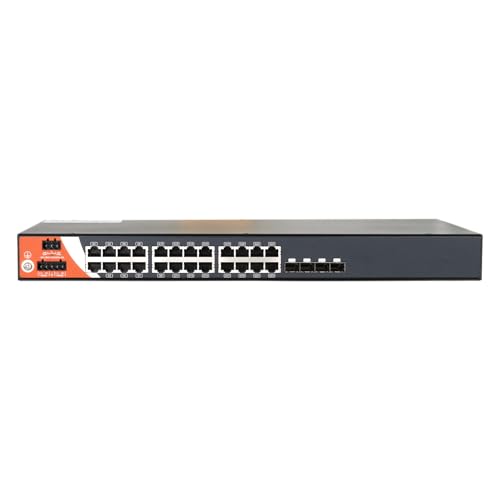 Image of RGS-3244GP | 28-Port Rackmount Managed Gigabit Ethernet Switch | 24 RJ45 Ports + 4 SFP Slots, ORing Industrial Networking