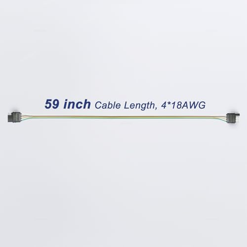 Image of 4 Pin Trailer Connector 59 inch 18AWG 4-Way Flat Extension Male and Female Plug | For Pickup SUV Tow Vehicle Hitch Lights, Pure Copper Wiring Harness, Plug and Play Installation, 1 Pack
