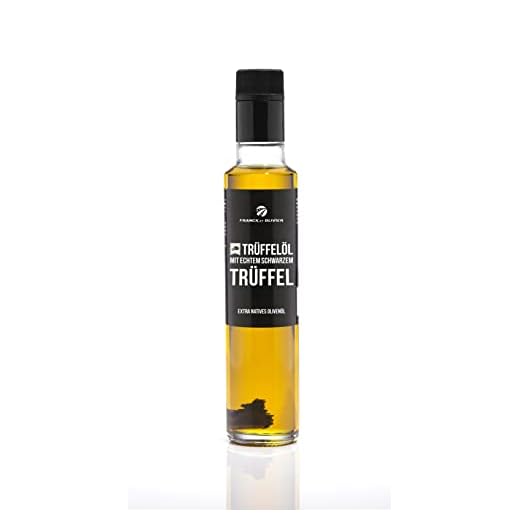 Aceite de trufa negro de edición con trufa negra entera, 250 ml, de aceite de oliva virgen extra, para salsas y para refinar platos, apto para alimentos veganos y sin gluten