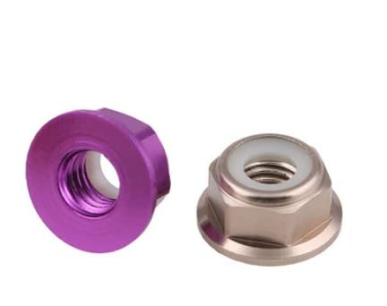 5pcs M6 Aluminum Alloy Flange nut muff Nylon Ring self-Locking Nuts Anti-Loosing Muffs Multicolor Sleeve - (Size: Pink)