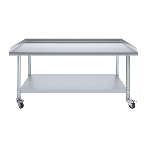 Image of AmGood Stainless Steel Equipment Stand with Undershelf + Casters, Heavy Duty, Commercial Grade, NSF Certified (30 inch Width x 60 inch Length + Casters)