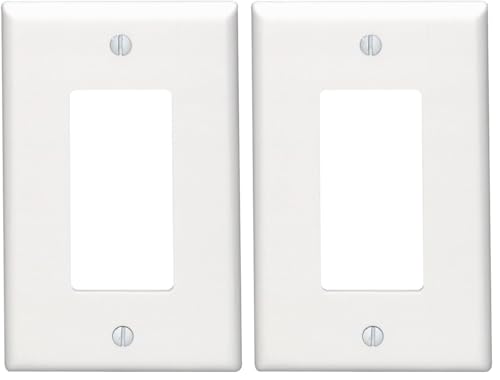 Image of Leviton + 80601-W 1-Gang Decora /GFCI Device Wallplate, Midway Size, Thermoset, Device Mount, White, (Pack of 2)