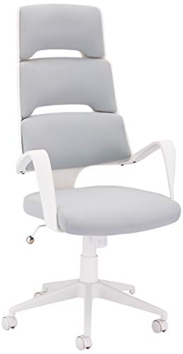 Furnhouse Ibbe Design Domo Pivotant Chaise de Bureau en Tissu Blanc Ergonomique Fauteuil de Bureau à roulettes Fonction Bascule et Réglable en Hauteur, Hauteur du Siège 46-54 cm Cover