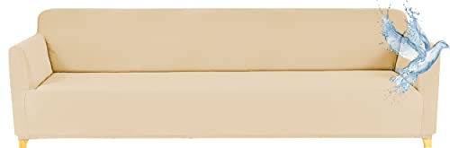 Poligino Housse Canape 3 Place, Housse Canape Impermeable Extensible, Protege Canapes avec Accoudoirs - Ivoire